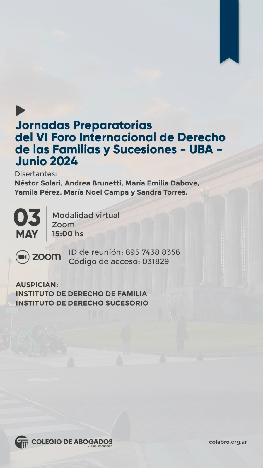 Jornadas Preparatorias del VI Foro Internacional de Derecho de las Familias y Sucesiones - UBA - Junio 2024